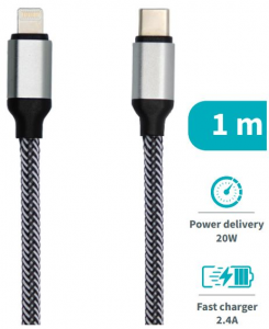 Lightning Cable USB-C 2.4A -1MT PD20W in corda intrecc