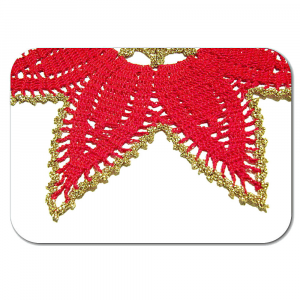 Centrino Natalizio rosso e oro ad uncinetto 35 cm - Crochet by Patty