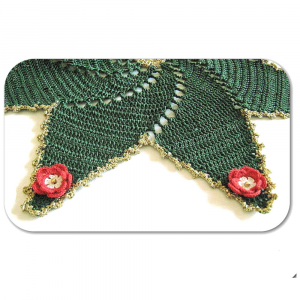 Centrino Natalizio verde scuro e oro ad uncinetto 36 cm - Crochet by Patty