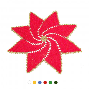 Centrino Natalizio rosso e oro ad uncinetto 36 cm - Crochet by Patty