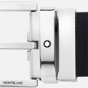 Cintura Montblanc reversibile in pelle stampa saffiano colore nero e mosto