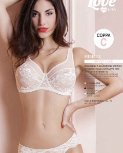 Completino intimo donna tutto pizzo e tulle trasparente coppa C