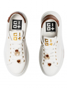 Sneakers Combi bianche con cristalli marroni GIO+