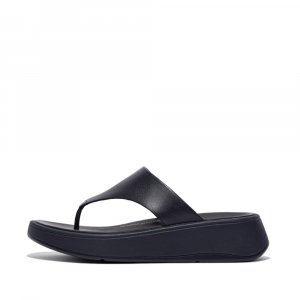 Fitflop - F-MODE LEATHER FLATFORM TOE-POST SANDALS Midnight Navy - DROP 11