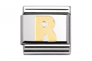 Lettera R Composable acciaio e oro Nomination