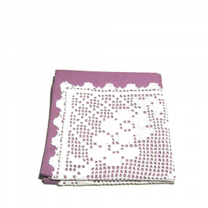 Coppia Cuscini lilla con motivo bianco a filet ad uncinetto 40x40 cm - COVER - Crochet by Patty