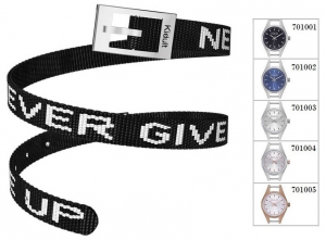 Kidult Cinturino-Bracciale Time Collection, Never give up - tessuto nero