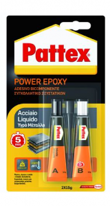 ADESIVI PATTEX POWER-EPOXY ACCIAIO LIQUIDO 15+15 G 6 PZ