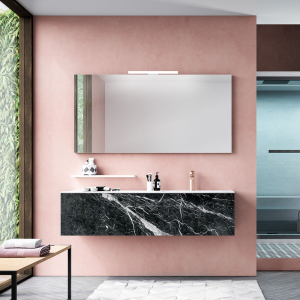 Composition de salle de bain Lavabo en céramique et base en acier Made in  Italy - Quadro