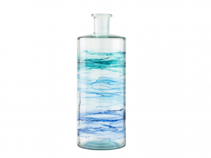 H&H vaso Frances in vetro riciclato decorato azzurro h 40 cm