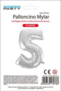 MYLAR PALLONCINO CM.101 N. 5 COL. ARGENTO 9786 MV TECH