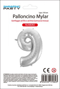 MYLAR PALLONCINO CM.101 N. 9 COL. ARGENTO 9823 MV TECH