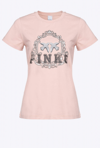 T-shirt Bussolotto stampa Vintage rosa Pinko