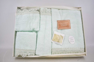 Set Towels Vanna Vannucchi Green Mint 5 Pieces With Macramè New
