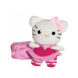 Hello Kitty Ballerina rosa e fucsia ad uncinetto 14 cm - Crochet by Patty