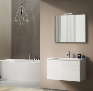Meuble de salle de bains avec lavabo en Solid Surface Qubo2 Gruppo Geromin
