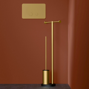 Double roll holder and toilet brush holder stand Koè collection by Geda