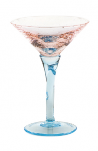 Coppa vetro rosa acquamare (6pz)