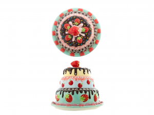Porta torta Tea Time con coperchio decorata 19 cm