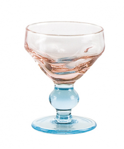 Coppa vetro soffiato rosa acquamare bugnato (6pz)