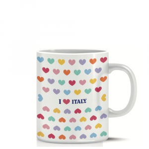 Tazza Italy sfondo cuoricini con manico in ceramica - Souvenir