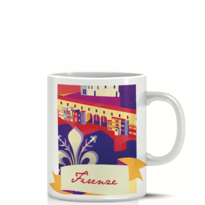 Tazza mug Italy sfondo Firenze con manico in ceramica - Souvenir