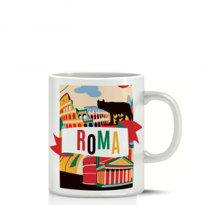 Tazza mug Italy sfondo Roma con manico in ceramica - Souvenir