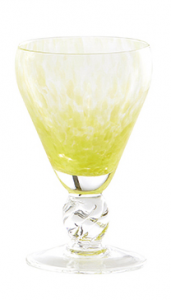 Glass blown Ice cream cup Grit Yellow Transparent (6pcs) 