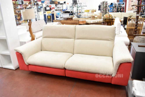 Sofa Panna And Red Mod.singapore With Double Engine Width 220 Cm New