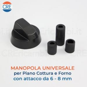 Kit Universale Nero 1 Manopola con Innesti Attacchi 6 / 8 mm
