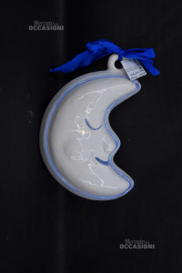 Forma Da Appendere In Ceramica Thun Luna Bianca E Blu 28 Cm D