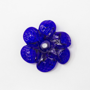 Rosellina a fiore in vetro di Murano colore blue zaffiro fatto a mano Ø40 mm con foro centrale
