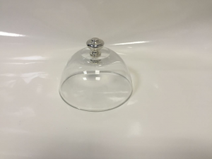 Campana cloche in vetro con pomello argentato altezza con pomello cm 9.5 senza pomello altezza cm 7.5