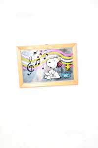 Pintura Espejo Snoopy Música 11.5x16.5 Cm