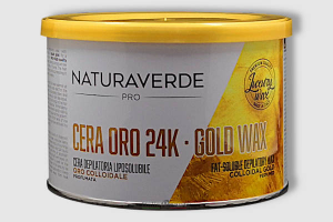 Naturaverde Pro cera depilatoria liposolubile Oro 24K vaso da 400 ml