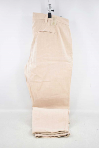 Trousers Woman Liu Jo Pink Blades Effect Linen Size.28 New