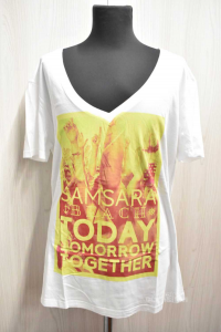 T-shirt Man Samsarà White Neckline V Size .xl