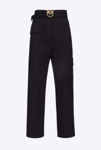 Pantalone Perlita cargo nero con cintura Pinko