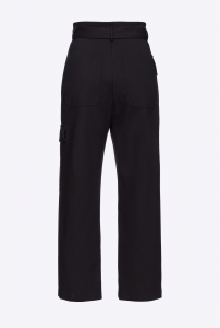 Pantalone Perlita cargo nero con cintura Pinko