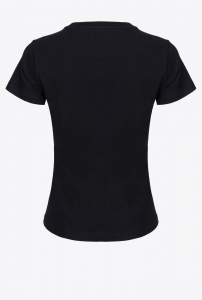 T-shirt Bussolotto stampa logo nera Pinko