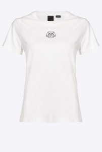 T-shirt Bussolotto stampa logo bianca Pinko