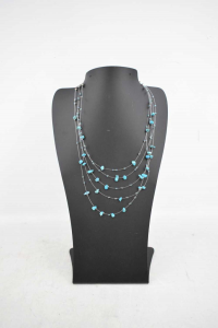 Necklace Multifilo With Jewels Light Blue