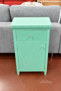Bedside Table Wood Painted Drawer Ante Color Green Water