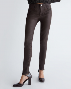 Pantaloni skinny neri in doppio cotone nylon stretch a vita alta