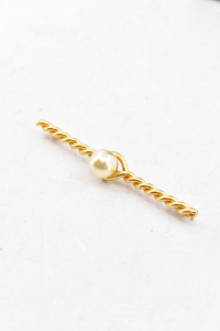 Brooch Golden With Pearl Central 9 Cm
