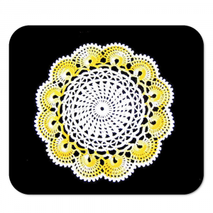 Centrino bianco e giallo sfumato ad uncinetto 22 cm - Crochet by Patty