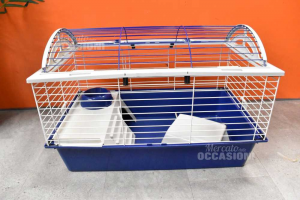Jaula Grande Per Conejos Con Accesorios Azul Y Gris 78x47x51 Cm