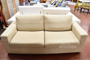Sofa 2 Seats Armchairs Sofà Removable Cover Beige 200 Cm
