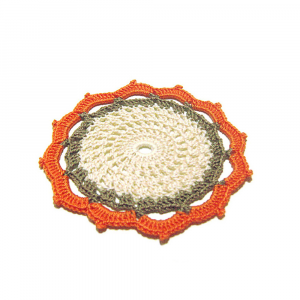 Sottobicchiere arancione beige e tortora ad uncinetto 11.5 cm - 4 PEZZI - Crochet by Patty