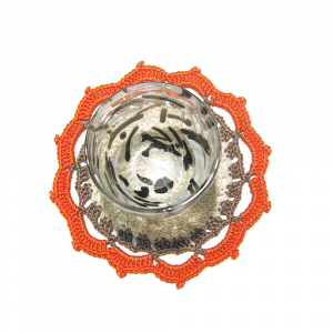 Sottobicchiere arancione beige e tortora ad uncinetto 11.5 cm - 4 PEZZI - Crochet by Patty